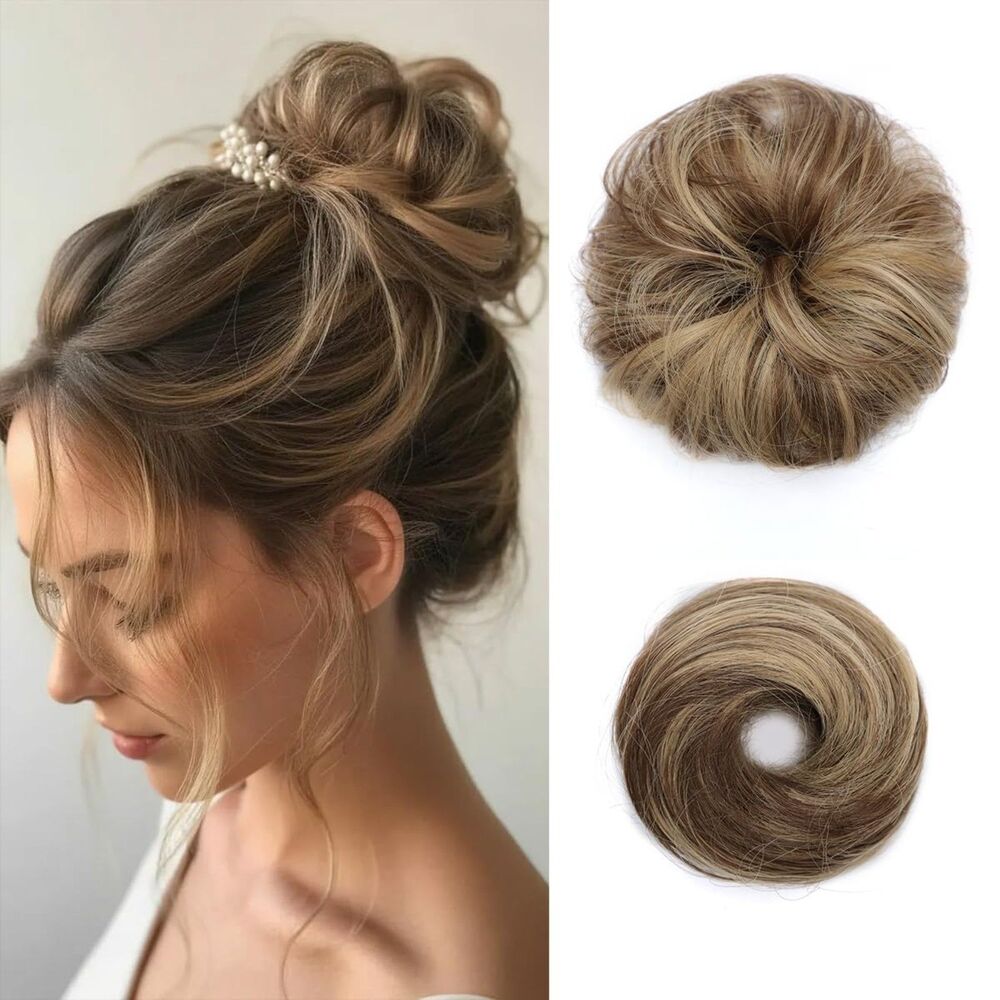 2PCs Messy Bun Hair Pieces for Women Curly Hair Bun Scrunchie Extensions